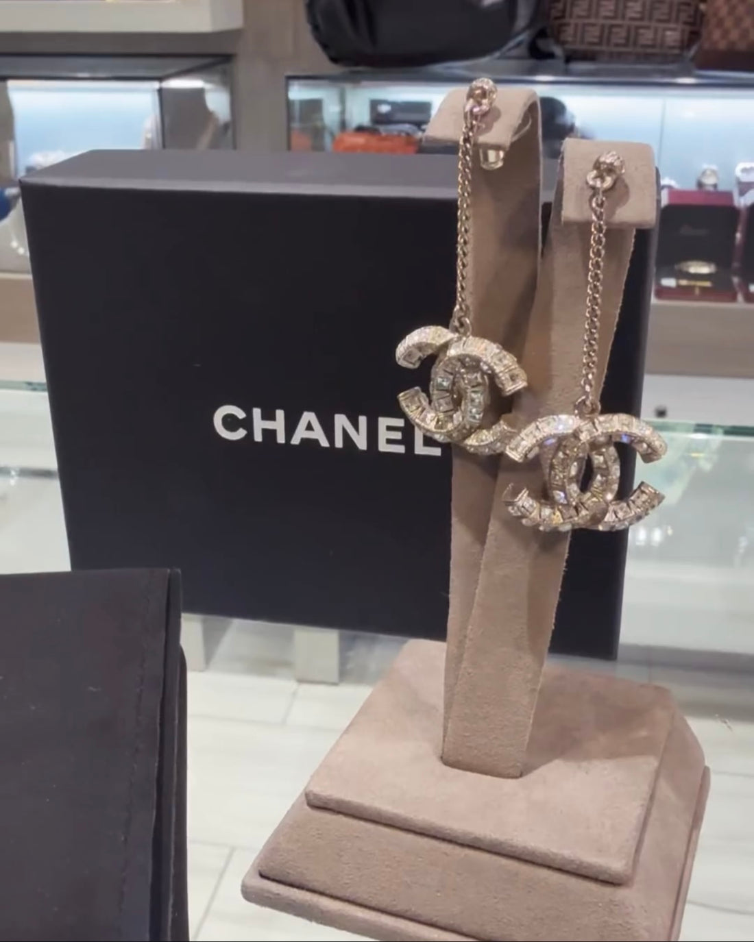 Pre-Owned Chanel Dangle Crystal Baguette Earrings from the 2022 Collection