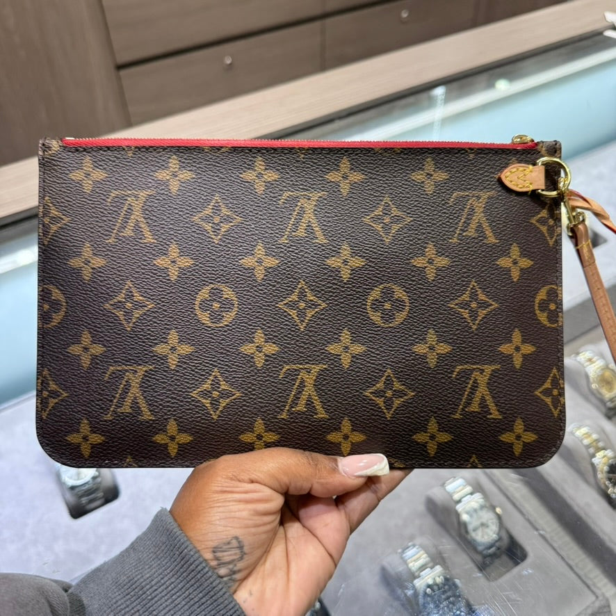 Pre-Owned Louis Vuitton Monogram Wristlet with Cherry Interior