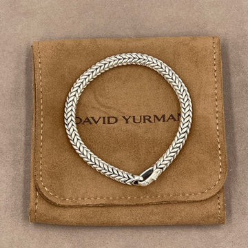 Pre-owned David Yurman Chevron Bead Bracelet 6mm Sterling Silver Size S
