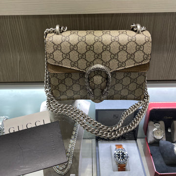 Pre-Owned Gucci Mini Dionysus Shoulder Bag GG Supreme Canvas