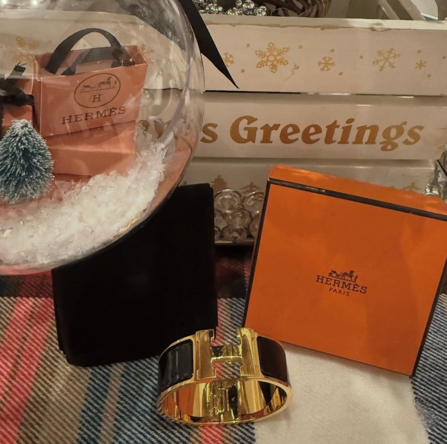 Pre-owned Hermès Wide Clic Clac H bracelet in Noir