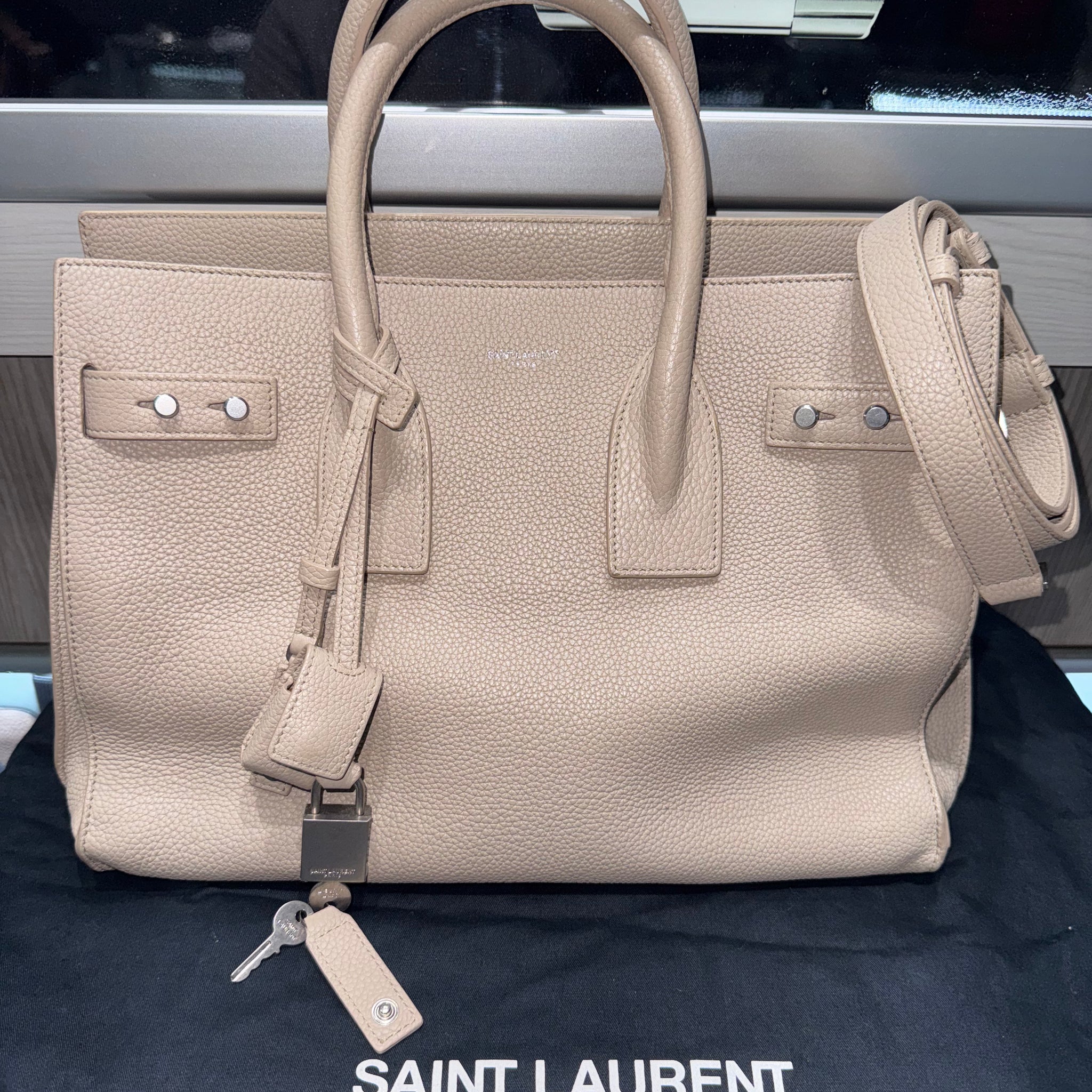 Pre-owned Saint Laurent Small Sac De Jour Souple Tote - light beige