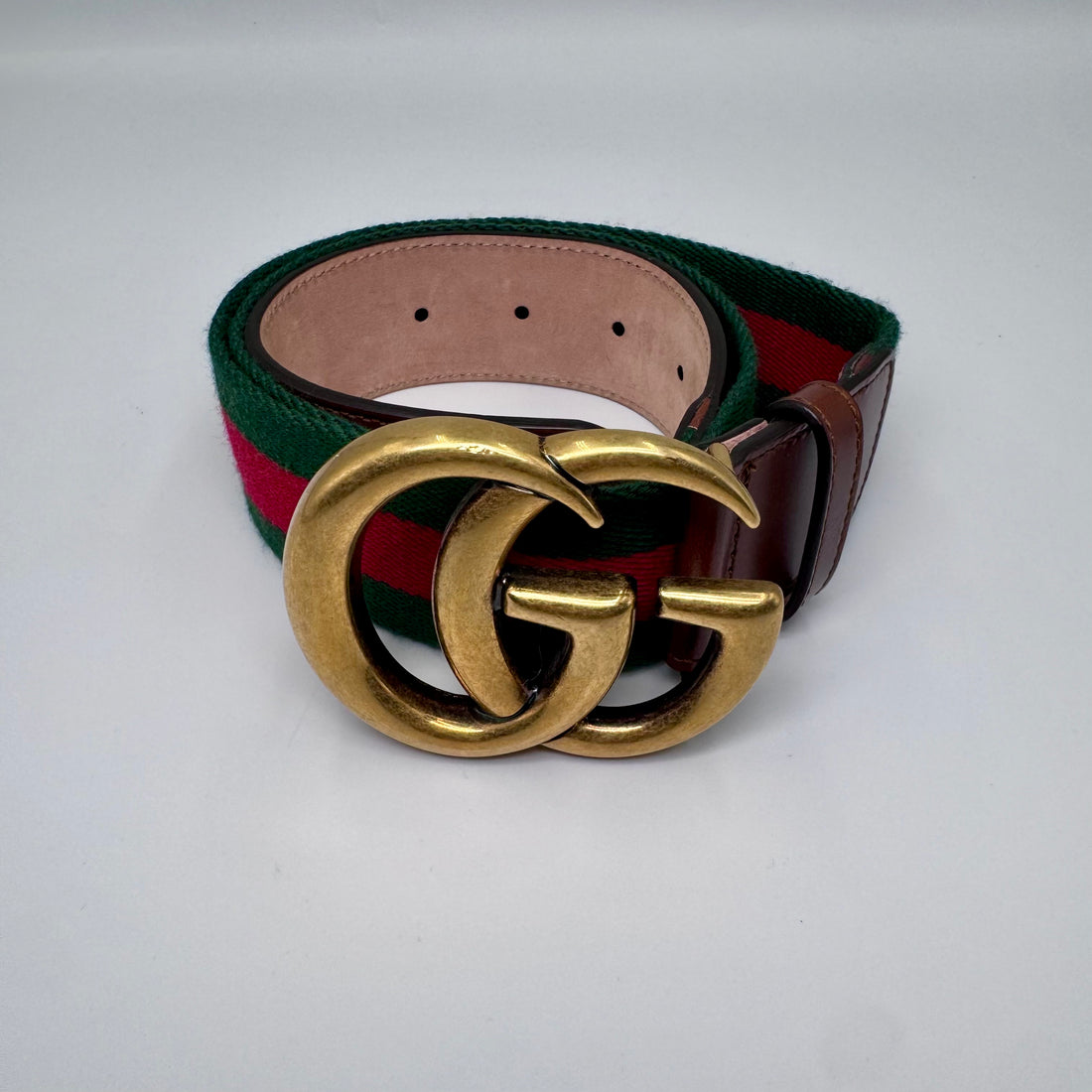 Gucci Nylon Calfskin Double G Web Belt 409416 85/34