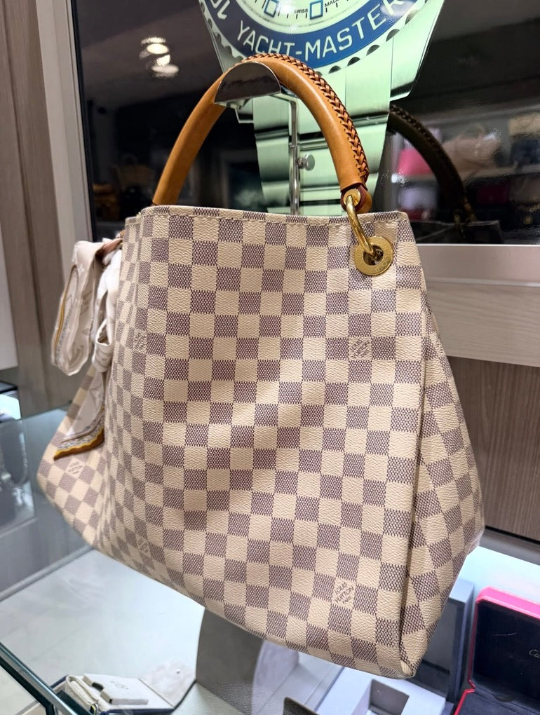 Pre-owned Louis Vuitton Artsy MM Damier Azur Shoulder Bag (Discontinued)