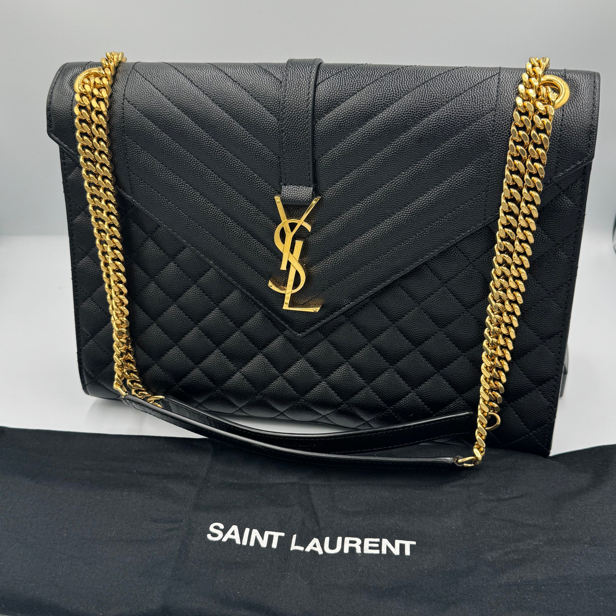 Pre-owned YSL Saint Laurent Large Envelope Monogram Satchel Black ALM6001661121 (2021)