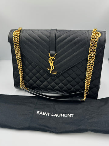 Pre-owned YSL Saint Laurent Large Envelope Monogram Satchel Black ALM6001661121 (2021)