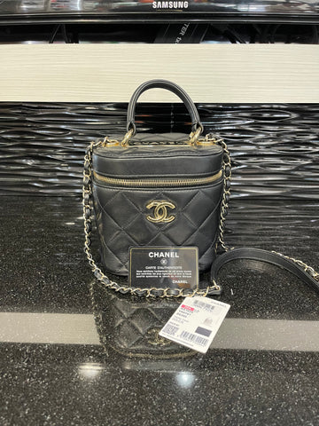 Pre-owned Chanel Trendy Top Handle Vanity Black Lambskin GHW (2020)