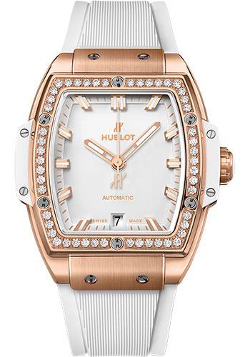 Hublot Spirit Of Big Bang King Gold White Diamonds Watch - 39 mm - White Dial-665.OE.2080.RW.1204