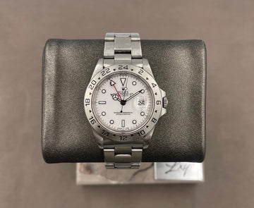 Pre-owned Rolex Men's Explorer II 40mm ref.16570 White Dial Steel Bezel on Oyster w/Box, T Serial