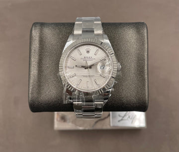 Unworn Rolex Men's Datejust 41mm ref.126334 Silver Index Dial Fluted Bezel on Oyster w/Box & Card