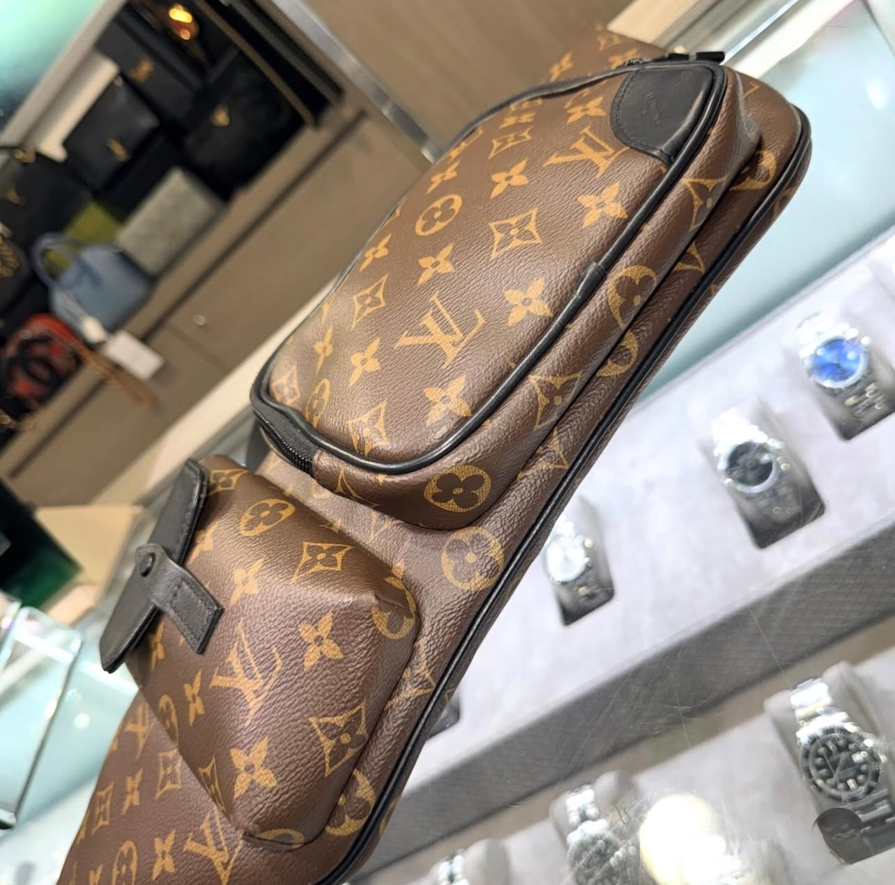 Pre-owned Louis Vuitton Monogram Macassar Christopher Sling Bumbag