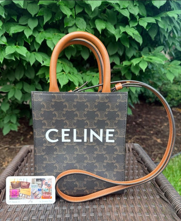 Celine Mini Vertical Cabas - Triomphe Canvas & Calfskin Leather (2021)