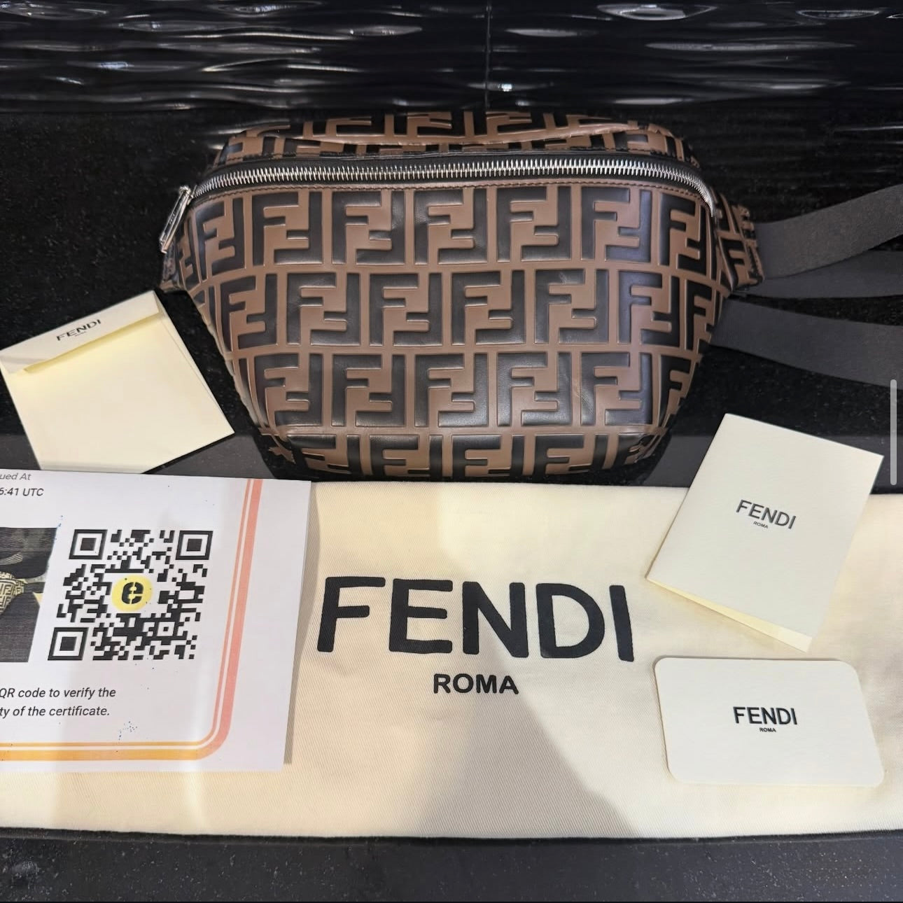 Pre-owned Fendi Belt Bag Vitello Maya Like New 2019 Model style# 7VA434A5PJ12085198