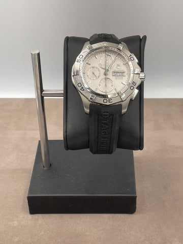 Pre-owned TAG Heuer Aquaracer Calibre 16 Day-Date Chronograph 43mm Automatic White Dial CAF2011.FT8011