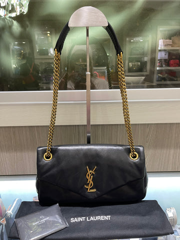 Pre-owned YSL Saint Laurent Calypso Shoulder Bag in Black Lambskin