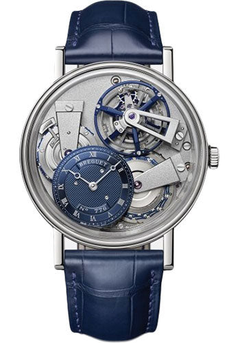 Breguet Tradition 7047 - Platinum Case - Skeleton Dial - Blue Leather Strap - 7047PT/1Y/9ZU