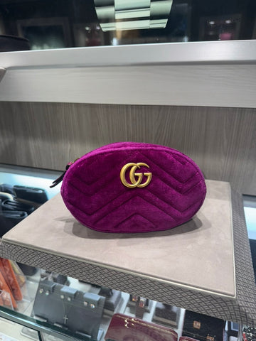 Pre-Owned Gucci GG Marmont Matelassé Velvet Belt Bag