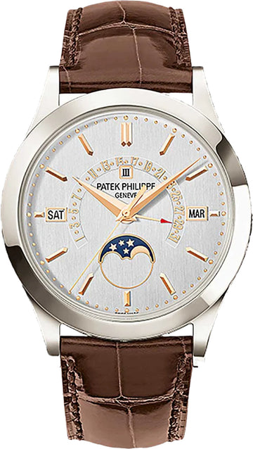 Patek Philippe Grand Complications 39.5mm Silver Satin Index Platinum Leather - 5496P-015