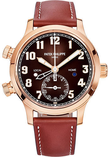 Patek Philippe Complications Calatrava Pilot Travel Time - 37.5mm - Rose Gold - Brown Sunburst Dial - 7234R-001