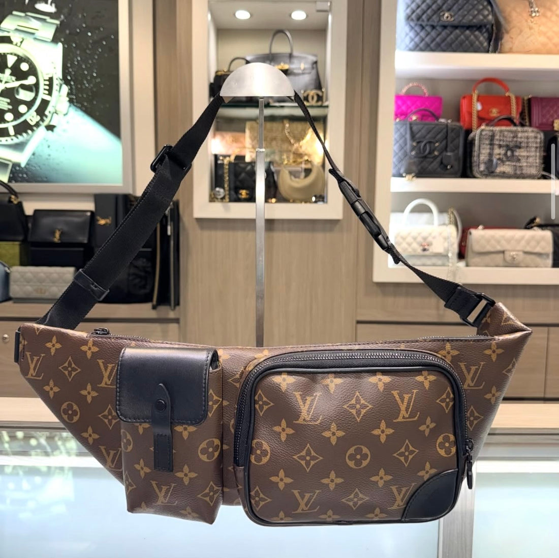Pre-owned Louis Vuitton Monogram Macassar Christopher Sling Bumbag