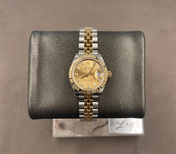 Unworn Rolex Ladies-Datejust 28mm ref.279173 Champagne Diamond Dial Fluted Bezel on Jubilee w/Box & Card