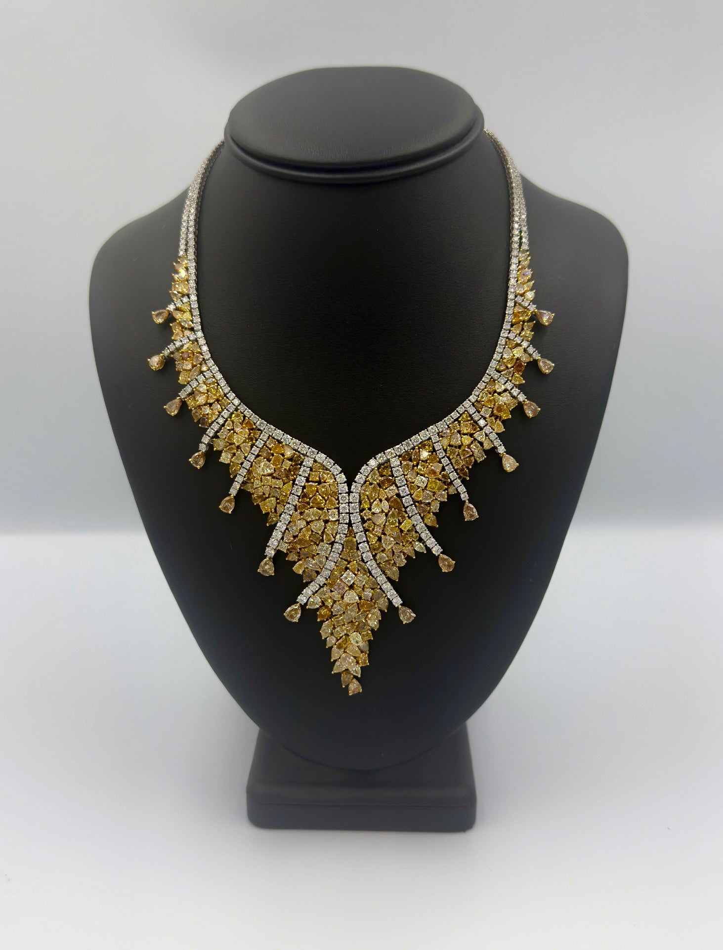 Large Yellow Diamond Necklace 18K WG/YG