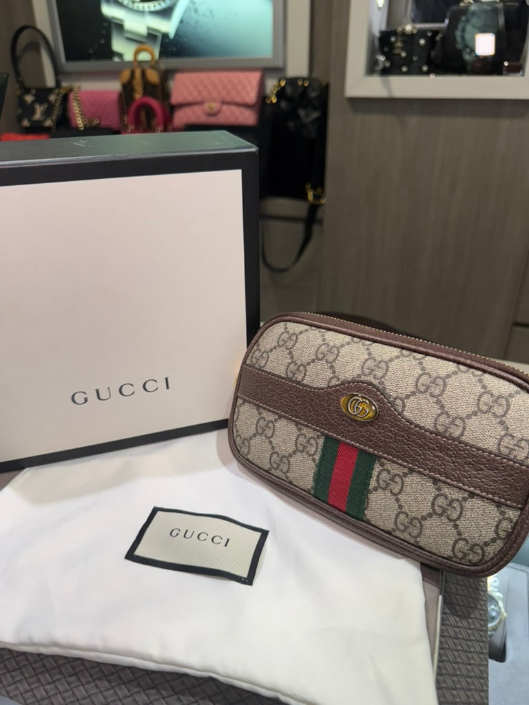 Pre-owned Gucci GG Supreme Canvas Mini Ophidia Belt Bag size 85-34 Style: 519308