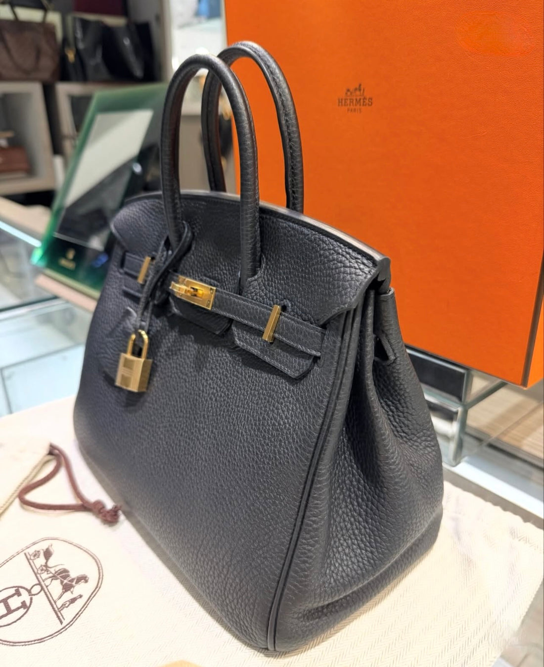 Pre-owned Hermes Birkin 25 Black Togo Leather with Gold Hardware (T Stamp, 2015)