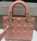 Pre-owned Christian Dior Small Lady Dior My ABCDior Bag in Mauve Cannage Lambskin (2023)