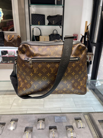 Pre-owned Louis Vuitton Torres Mens Messenger Bag Monogram Macassar Silver hardware
