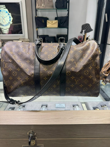 Pre-owned Louis Vuitton Keepall 45 Monogram Macassar with straps