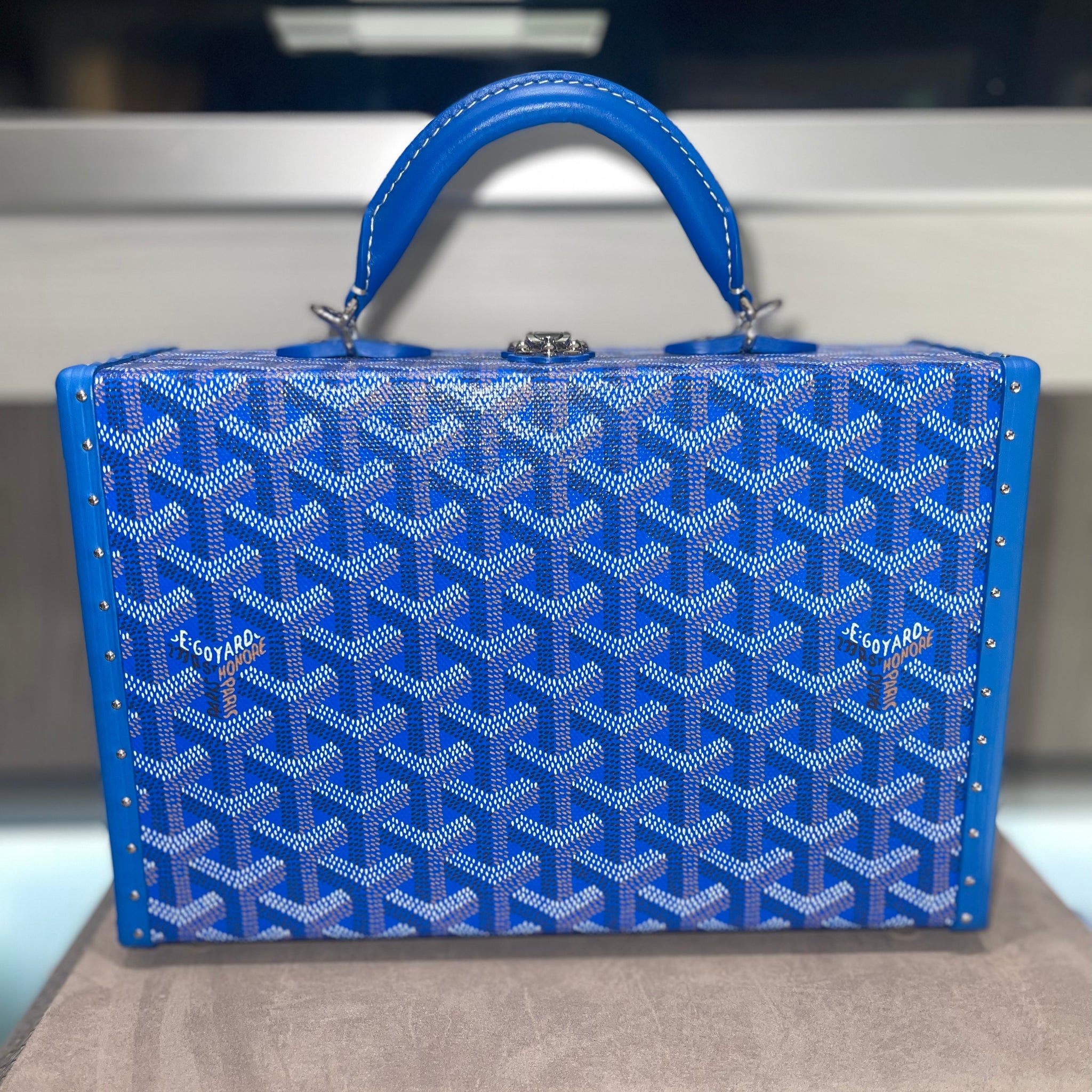 Pre-Owned Goyard Grand Hôtel Trunk Bag Navy Blue