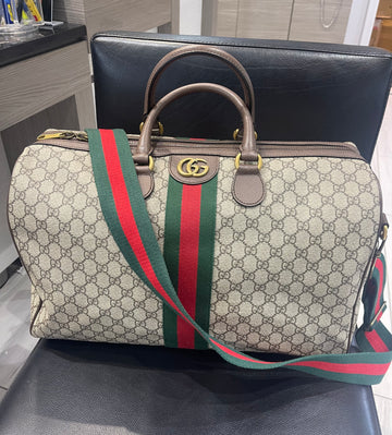 Pre-owned Gucci Ophidia Medium Weekender Duffle (Style 547953)