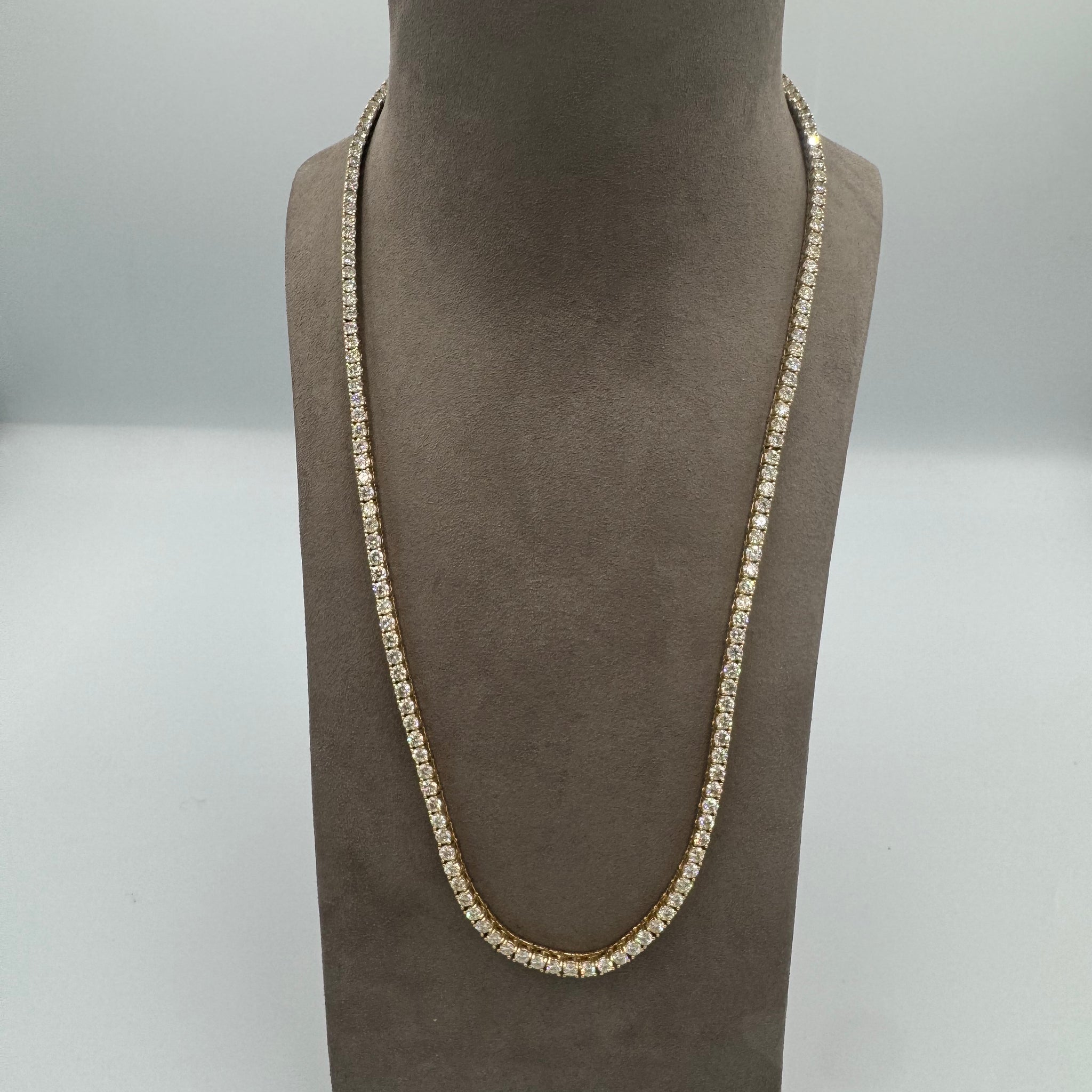 14K Yellow Gold Diamond Tennis Necklace