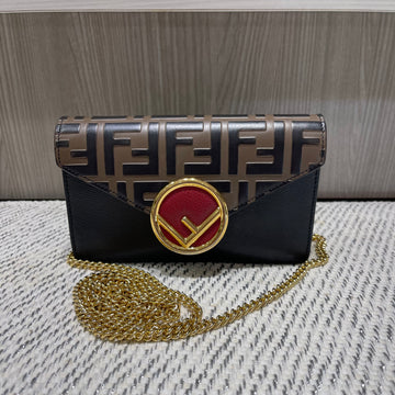 Pre-owned Fendi Mini “F Is Fendi” Convertible Belt Bag Black with Red Logo (2018)