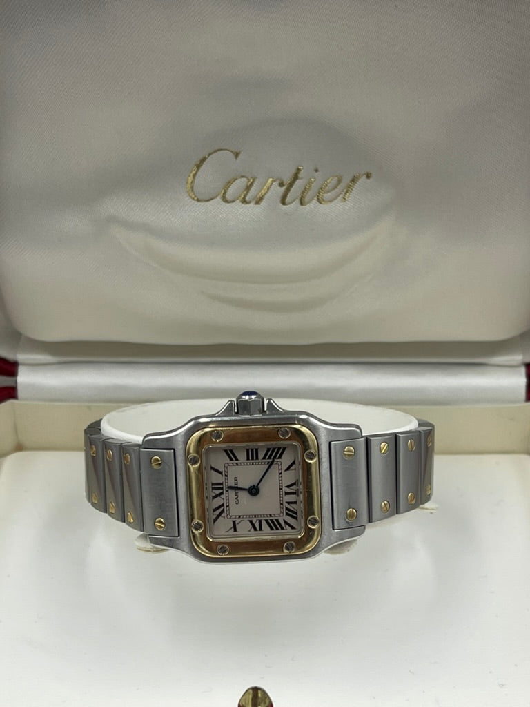 Pre-owned Cartier Santos de Cartier Galbée Small 24mm 18K Yellow Gold & Stainless Steel Quartz Watch Ref. 1567