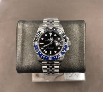 Unworn Rolex Men's GMT-Master II "Batgirl" 40mm ref.126710BLNR Black Dial Blue/Black Ceramic Bezel on Jubilee w/Box & Card
