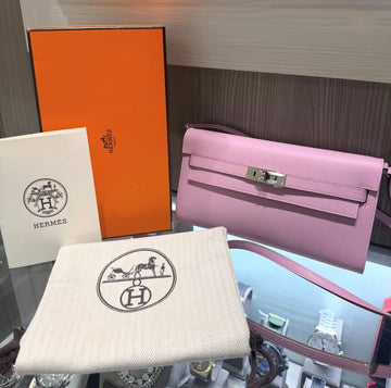 Pre-owned Hermès Kelly Wallet To Go Mauve Sylvestre Jaune de Naples Epsom Leather (2022)