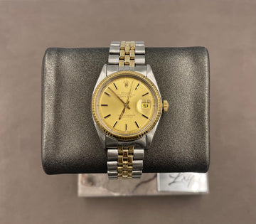 Pre-owned Rolex Men's Datejust 36mm ref.1601 Champagne Index Dial Fluted Bezel on Jubilee w/Box