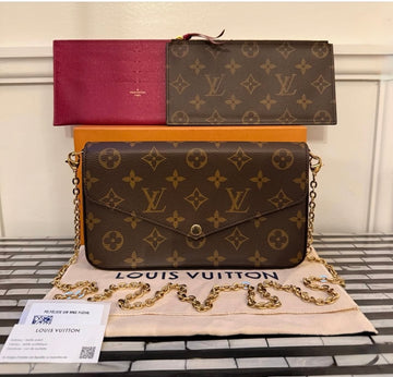 Pre-owned Louis Vuitton Pochette Félicie in Monogram Canvas with Fuchsia Interior