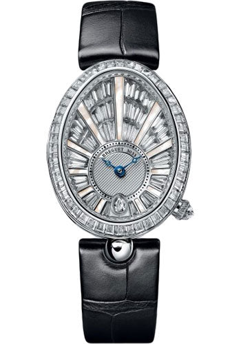 Breguet Reine de Naples 8939 - White Gold Case - Baguette Diamond Paved Dial - Black Leather Strap - 8939BB/6D/964/DD0D3L