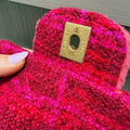 Pre-owned Chanel Shearling & Tweed Classic Square Mini Flap Bag in Fuchsia/Hot Pink (2020)