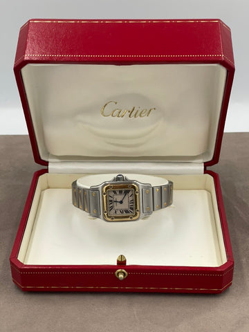 Pre-owned Cartier Santos de Cartier Galbée Small 24mm 18K Yellow Gold & Stainless Steel Quartz Watch Ref. 1567