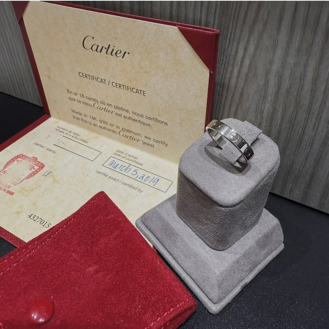 Pre-owned Cartier Love Ring Small Model 18k White Gold Size 6