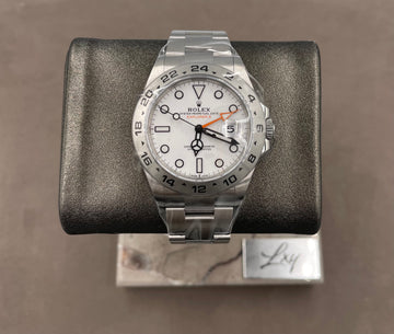 Pre-owned Rolex Men's Explorer II 41mm ref.226570 White Dial 24 Hour Bezel on Oyster w/Box & Card
