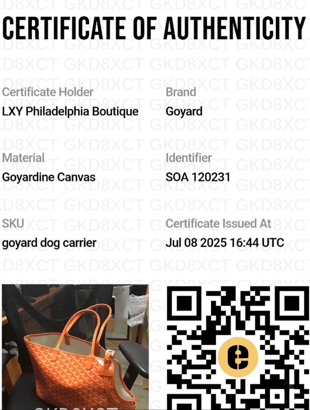 Pre-owned Goyard Chien Gris bag in Orange Goyardine