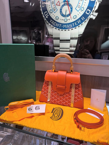 Pre-owned Goyard Saïgon Structuré PM in Orange Goyardine canvas