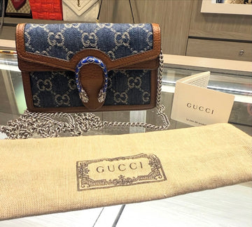 Pre-Owned Gucci GG Denim Dionysus Mini Shoulder Bag (Style 476432)
