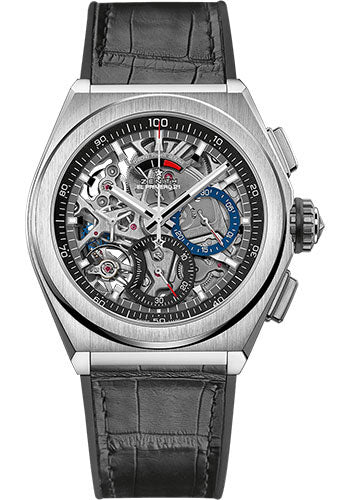 Zenith Defy El Primero 21 Watch - Titanium - Openworked Dial - Black Rubber and Alligator Strap - 95.9000.9004/78.R582