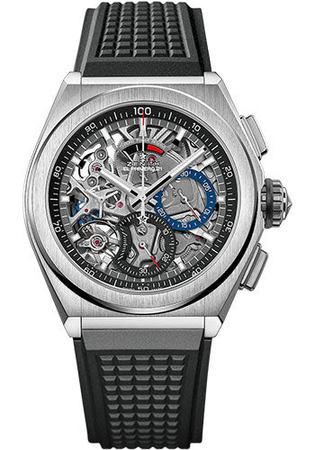 Zenith Defy El Primero 21 Watch - Titanium - Openworked Dial - Black Rubber Strap - 95.9000.9004/78.R782